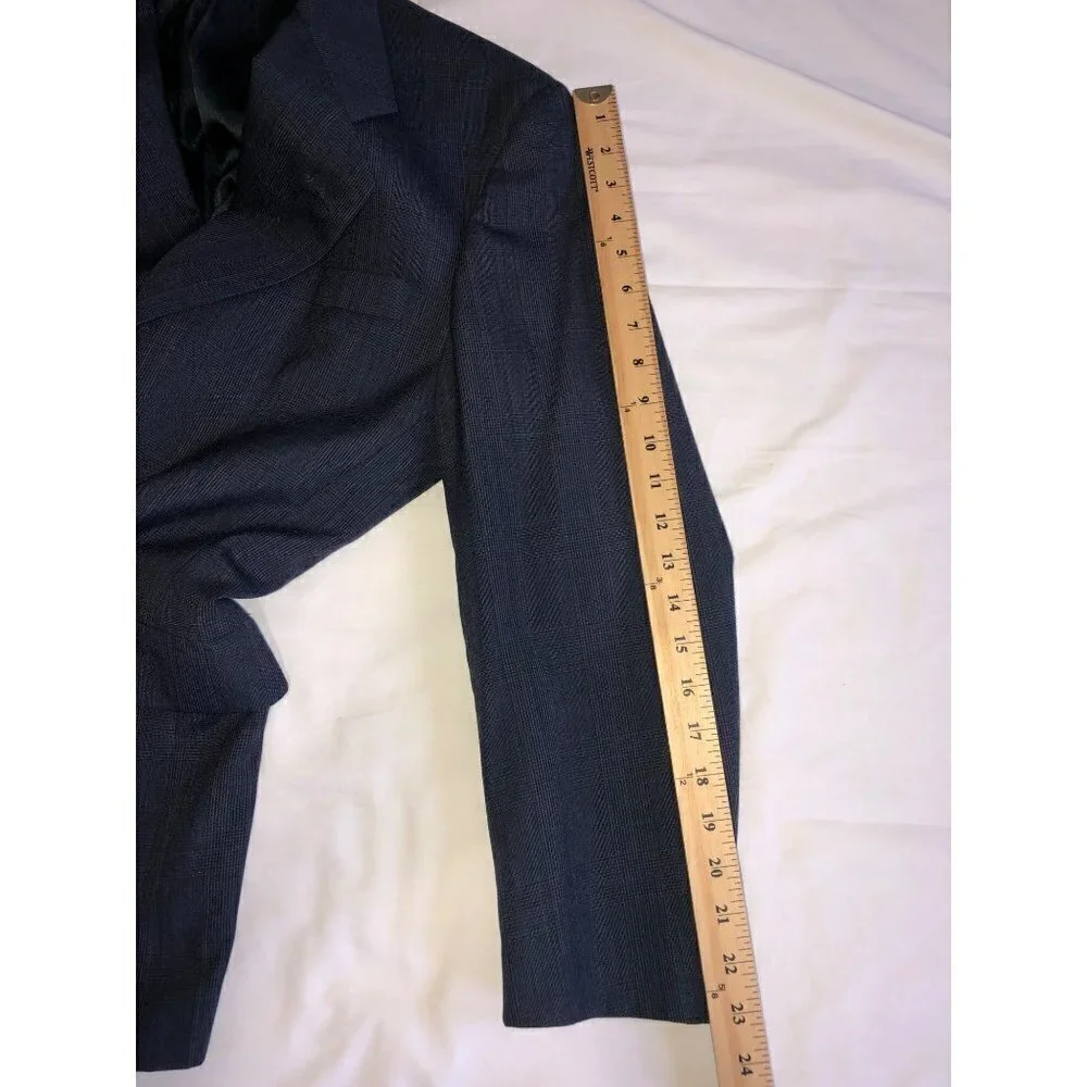 Hart Schafner Marx Mens Size 40R Sport Coat Blazer Blue 2 Button Glen Plaid FLAW